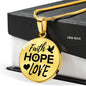 Faith Hope Love Corinthians Circle Necklace Stainless Steel or 18k Gold 18-22"-Express Your Love Gifts