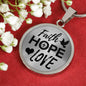 Faith Hope Love Corinthians Circle Necklace Stainless Steel or 18k Gold 18-22"-Express Your Love Gifts
