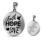 Faith Hope Love Corinthians Circle Necklace Stainless Steel or 18k Gold 18-22"-Express Your Love Gifts