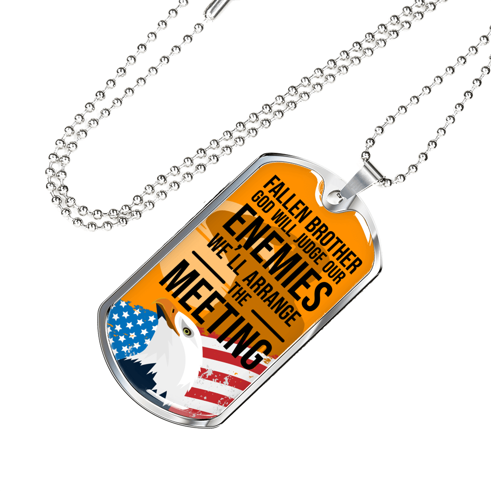 Fallen Brother Soldier Gift Stainless Steel or 18k Gold Dog Tag 24" Chain-Express Your Love Gifts
