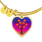 Family Tree Stainless Steel or 18k Gold Heart Bangle Bracelet - Express Your Love Gifts