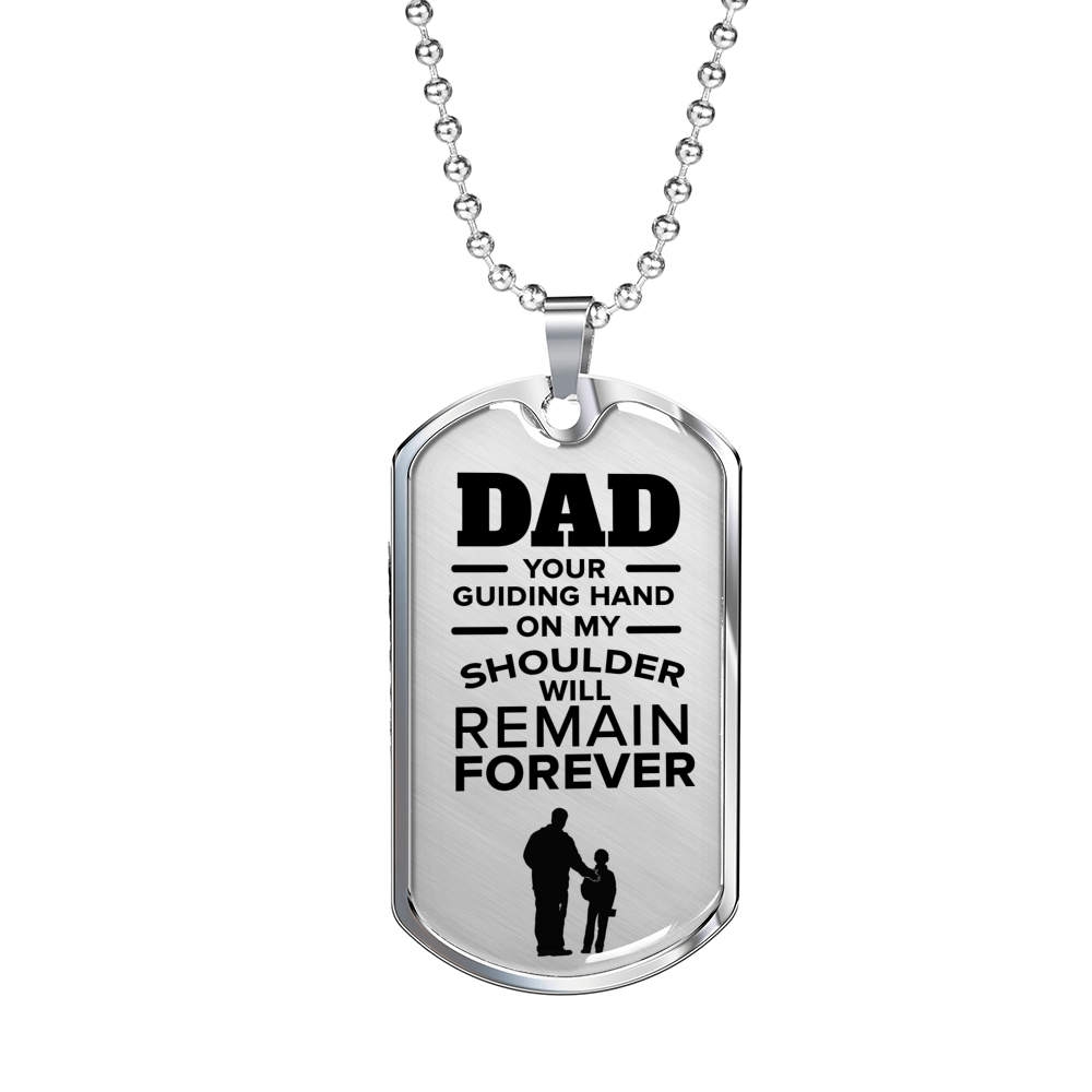 Father Gift Dad Gift Necklace Stainless Steel or 18k Gold Dog Tag 24" Chain-Express Your Love Gifts