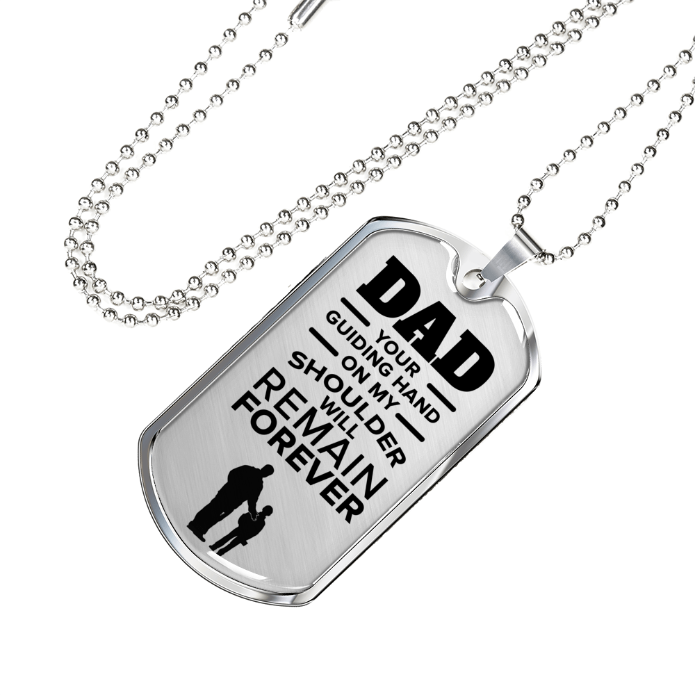 Father Gift Dad Gift Necklace Stainless Steel or 18k Gold Dog Tag 24" Chain-Express Your Love Gifts