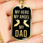 Father Memorial Dad My Hero My Angel Dad Dog Tag Stainless Steel or 18k Gold 24" Chain - Express Your Love Gifts