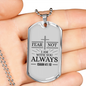Fear Not Isaiah 41:10 Necklace Stainless Steel or 18k Gold Dog Tag w 24" Chain-Express Your Love Gifts