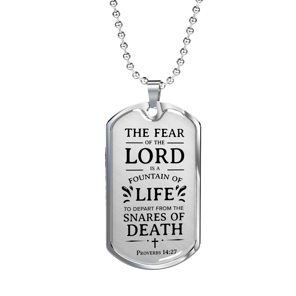 Fear Of The Lord Necklace Stainless Steel or 18k Gold Dog Tag 24" Chain-Express Your Love Gifts