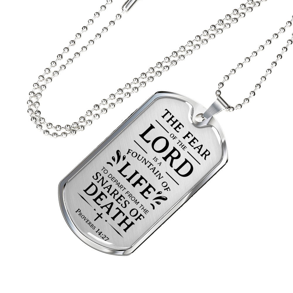 Fear Of The Lord Necklace Stainless Steel or 18k Gold Dog Tag 24" Chain-Express Your Love Gifts