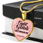Fight The Good Fight Of Faith Necklace Stainless Steel or 18k Gold Heart Pendant 18-22" - Express Your Love Gifts