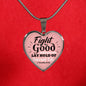 Fight The Good Fight Of Faith Necklace Stainless Steel or 18k Gold Heart Pendant 18-22" - Express Your Love Gifts