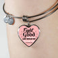 Fight The Good Fight Stainless Steel or 18k Gold Heart Bangle Bracelet - Express Your Love Gifts