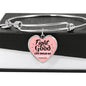Fight The Good Fight Stainless Steel or 18k Gold Heart Bangle Bracelet - Express Your Love Gifts