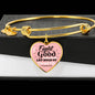 Fight The Good Fight Stainless Steel or 18k Gold Heart Bangle Bracelet - Express Your Love Gifts
