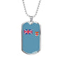 Fiji Flag Necklace Fiji Flag Stainless Steel or 18k Gold Dog Tag 24" - Express Your Love Gifts
