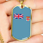Fiji Flag Necklace Fiji Flag Stainless Steel or 18k Gold Dog Tag 24" - Express Your Love Gifts