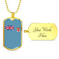 Fiji Flag Necklace Fiji Flag Stainless Steel or 18k Gold Dog Tag 24" - Express Your Love Gifts