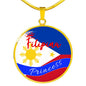 Filipina Princess Circle Pendant Necklace Stainless Steel or 18k Gold 18-22" - Express Your Love Gifts