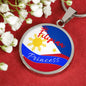 Filipina Princess Circle Pendant Necklace Stainless Steel or 18k Gold 18-22" - Express Your Love Gifts