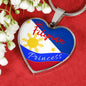 Filipina Princess Necklace Stainless Steel or 18k Gold Heart Pendant 18-22'' - Express Your Love Gifts