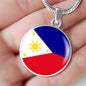 Filipino Flag Circle Necklace Stainless Steel or 18k Gold 18-22" Pendant - Express Your Love Gifts