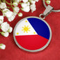 Filipino Flag Circle Necklace Stainless Steel or 18k Gold 18-22" Pendant - Express Your Love Gifts