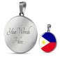 Filipino Flag Circle Necklace Stainless Steel or 18k Gold 18-22" Pendant - Express Your Love Gifts