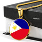 Filipino Flag Circle Necklace Stainless Steel or 18k Gold 18-22" Pendant - Express Your Love Gifts