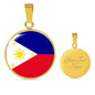 Filipino Flag Circle Necklace Stainless Steel or 18k Gold 18-22" Pendant - Express Your Love Gifts
