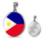 Filipino Flag Circle Necklace Stainless Steel or 18k Gold 18-22" Pendant - Express Your Love Gifts