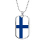 Finland Flag Necklace Finland Flag Stainless Steel or 18k Gold Dog Tag 24" - Express Your Love Gifts
