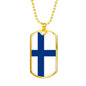 Finland Flag Necklace Finland Flag Stainless Steel or 18k Gold Dog Tag 24" - Express Your Love Gifts