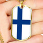 Finland Flag Necklace Finland Flag Stainless Steel or 18k Gold Dog Tag 24" - Express Your Love Gifts