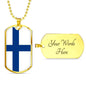 Finland Flag Necklace Finland Flag Stainless Steel or 18k Gold Dog Tag 24" - Express Your Love Gifts