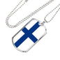 Finland Flag Necklace Finland Flag Stainless Steel or 18k Gold Dog Tag 24" - Express Your Love Gifts