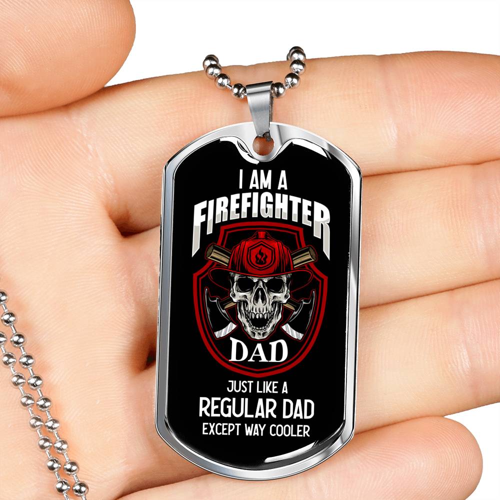 Firefighter Gift Firefighter Dad Dog Tag Stainless Steel or 18k Gold 24 - Express Your Love Gifts