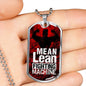 Fitness Gym Bodybuilder Motivation Gift Mean Lean Fighting Machine Necklace Stainless Steel or 18k Gold Dog Tag 24" Chain-Express Your Love Gifts