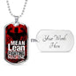 Fitness Gym Bodybuilder Motivation Gift Mean Lean Fighting Machine Necklace Stainless Steel or 18k Gold Dog Tag 24" Chain-Express Your Love Gifts