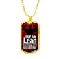 Fitness Gym Bodybuilder Motivation Gift Mean Lean Fighting Machine Necklace Stainless Steel or 18k Gold Dog Tag 24" Chain-Express Your Love Gifts