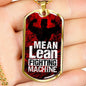 Fitness Gym Bodybuilder Motivation Gift Mean Lean Fighting Machine Necklace Stainless Steel or 18k Gold Dog Tag 24" Chain-Express Your Love Gifts