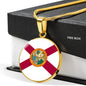 Florida State Flag Necklace Stainless Steel or 18k Gold Circle Pendant 18-22" - Express Your Love Gifts