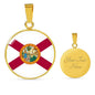 Florida State Flag Necklace Stainless Steel or 18k Gold Circle Pendant 18-22" - Express Your Love Gifts