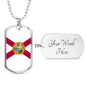 Florida State Flag Necklace Stainless Steel or 18k Gold Dog Tag 24" Chain - Express Your Love Gifts