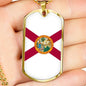Florida State Flag Necklace Stainless Steel or 18k Gold Dog Tag 24" Chain - Express Your Love Gifts