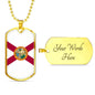 Florida State Flag Necklace Stainless Steel or 18k Gold Dog Tag 24" Chain - Express Your Love Gifts