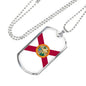 Florida State Flag Necklace Stainless Steel or 18k Gold Dog Tag 24" Chain - Express Your Love Gifts