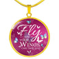 Fly As Far As Your Wings Can Take You Butterflies Circle Necklace Stainless Steel or 18k Gold 18-22" - Express Your Love Gifts