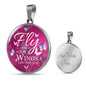 Fly As Far As Your Wings Can Take You Butterflies Circle Necklace Stainless Steel or 18k Gold 18-22" - Express Your Love Gifts