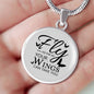 Fly As Far As Your Wings Can Take You Circle Necklace Stainless Steel or 18k Gold 18-22" - Express Your Love Gifts