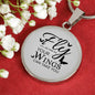 Fly As Far As Your Wings Can Take You Circle Necklace Stainless Steel or 18k Gold 18-22" - Express Your Love Gifts
