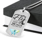 Fly As Far As Your Wings Can Take You Necklace Stainless Steel or 18k Gold Dog Tag 24" Chain-Express Your Love Gifts