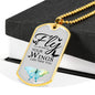 Fly As Far As Your Wings Can Take You Necklace Stainless Steel or 18k Gold Dog Tag 24" Chain-Express Your Love Gifts